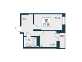 Продается 1-комнатная квартира ЖК Квартал на Игарской, дом 2 мон, 37.38 м², 6400000 рублей