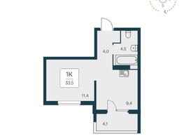 Продается 1-комнатная квартира ЖК Квартал на Игарской, дом 1 мон, 33.1 м², 5250000 рублей