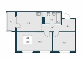 Продается 2-комнатная квартира ЖК Квартал на Игарской, дом 3 пан, 59.2 м², 7850000 рублей