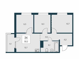 Продается 3-комнатная квартира ЖК Квартал на Игарской, дом 3 пан, 59.2 м², 7850000 рублей