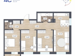 Продается 4-комнатная квартира ЖК Радуга Сибири, дом 10, 80.88 м², 8172880 рублей