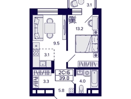 Продается 2-комнатная квартира ЖК Citatum (Цитатум), 39.8  м², 6800000 рублей