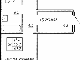 Продается 1-комнатная квартира ЖК Гренландия, Лес дом №5, 47.7 м², 5600000 рублей