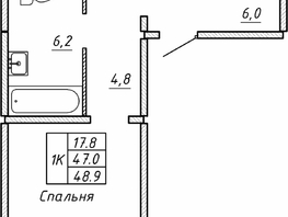 Продается 1-комнатная квартира ЖК Гренландия, Лес дом №5, 48.9 м², 5690000 рублей