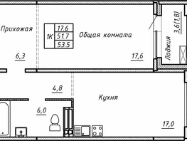 Продается 1-комнатная квартира ЖК Гренландия, Лес дом №5, 53.5 м², 6660000 рублей