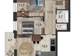 Продается 3-комнатная квартира ЖК Тетрис, корпус 2, 63.9 м², 10445000 рублей