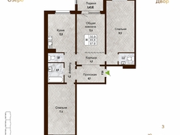 Продается 3-комнатная квартира ЖК Новый горизонт, дом 4, 87.6 м², 7990000 рублей