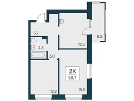 Продается 2-комнатная квартира ЖК Расцветай на Красном, дом 3,4, 59.7 м², 12400000 рублей