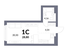Продается Студия ЖК Горская Лагуна, корпус 2, 28.8 м², 7756210 рублей