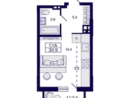 Продается Студия ЖК Gorizont (Горизонт), 29.2 м², 4990000 рублей