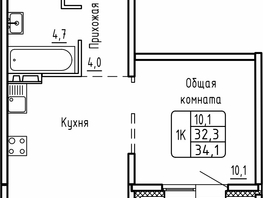 Продается 1-комнатная квартира ЖК Самоцветы, Бирюза дом 1, 34.1 м², 3850000 рублей