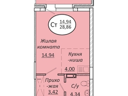 Продается Студия ЖК Пролетарский, 28.86 м², 4357860 рублей