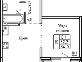 Продается 1-комнатная квартира ЖК Самоцветы, Бирюза дом 1, 34 м², 5074000 рублей