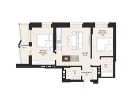 Продается 2-комнатная квартира ЖК Паскаль, секция 1, 67.6 м², 11492000 рублей