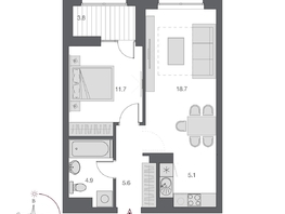 Продается 2-комнатная квартира ЖК Дом Нобель, 48.5 м², 12450000 рублей