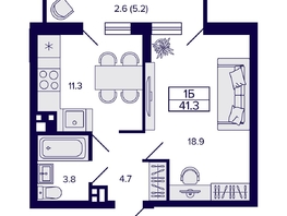 Продается 1-комнатная квартира ЖК Gorizont (Горизонт), 38.9 м², 6300000 рублей