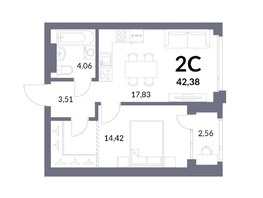 Продается 2-комнатная квартира ЖК Горская Лагуна, корпус 2, 42.38 м², 10203000 рублей