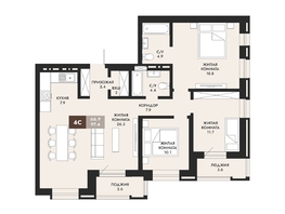 Продается 4-комнатная квартира ЖК Паскаль, секция 1, 97.4  м², 15778800 рублей