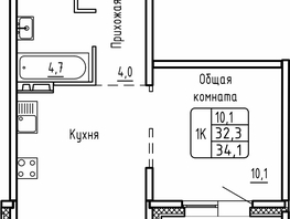 Продается 1-комнатная квартира ЖК Самоцветы, Бирюза дом 1, 34.1 м², 6000000 рублей