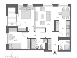 Продается 3-комнатная квартира ЖК Дом Нобель, 73.6 м², 17800000 рублей