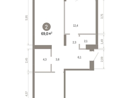 Продается 2-комнатная квартира ЖК Пшеница, 6.1, 69.04  м&sup2;, 9790000 рублей