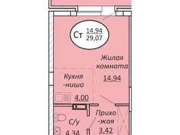 Продается Студия ЖК Пролетарский, 29.07 м², 4505850 рублей