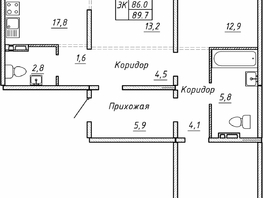 Продается 3-комнатная квартира ЖК Гренландия, Лес дом №5, 89.7  м², 9150000 рублей