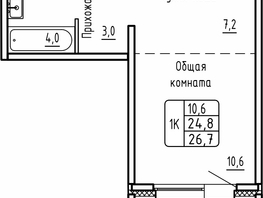 Продается 1-комнатная квартира ЖК Самоцветы, Бирюза дом 1, 26.7 м², 4650000 рублей