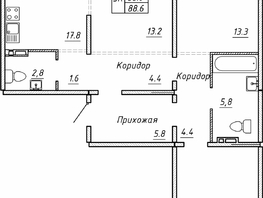 Продается 3-комнатная квартира ЖК Гренландия, Лес дом №5, 88.6 м², 9070000 рублей