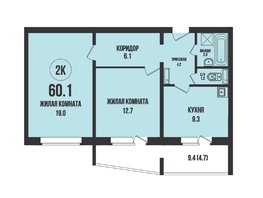 Продается 2-комнатная квартира ЖК Династия, дом 904, 60.1 м², 6600000 рублей