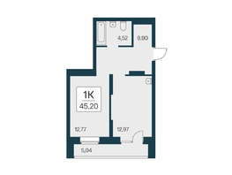 Продается 1-комнатная квартира ЖК Квартал на Игарской, дом 2 мон, 45.2  м², 6550000 рублей