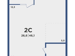 Продается 2-комнатная квартира ЖК Поколение, дом 2, 46.1  м², 5111450 рублей