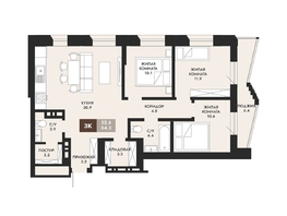 Продается 3-комнатная квартира ЖК Паскаль, секция 1, 84.3  м², 14331000 рублей