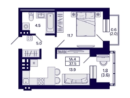 Продается 1-комнатная квартира ЖК Сподвижники, 37.5 м², 5250000 рублей
