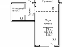 Продается 1-комнатная квартира ЖК Самоцветы, Бирюза дом 2, 32.4 м², 5200000 рублей