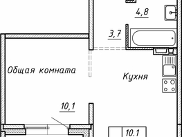 Продается 1-комнатная квартира ЖК Гренландия, Лес дом №5, 33.9 м², 6350000 рублей