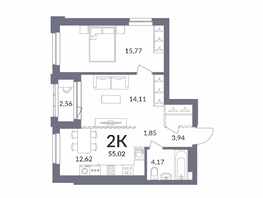 Продается 2-комнатная квартира ЖК Горская Лагуна, корпус 2, 55.02 м², 11603000 рублей