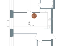 Продается 3-комнатная квартира ЖК 19/56 Кварталы Телецентра, сек 3, 61.35  м², 9790000 рублей