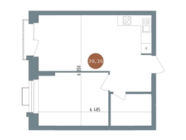 Продается 2-комнатная квартира ЖК 19/56 Кварталы Телецентра, сек 3, 39.35  м², 7310000 рублей