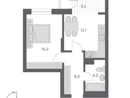 Продается 1-комнатная квартира ЖК ОСКАР, дом 2, 40.1  м², 8050000 рублей