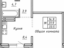 Продается 1-комнатная квартира ЖК Гренландия, Лес дом №5, 33.5  м², 4750000 рублей
