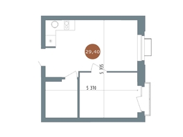 Продается 1-комнатная квартира ЖК 19/56 Кварталы Телецентра, сек 3, 29.4  м², 6410000 рублей