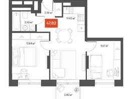 Продается 2-комнатная квартира ЖК ЩА, 47.61  м², 10150000 рублей