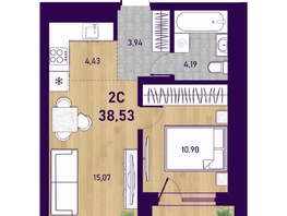 Продается 2-комнатная квартира ЖК Оптимисты, 38.53  м², 7550000 рублей