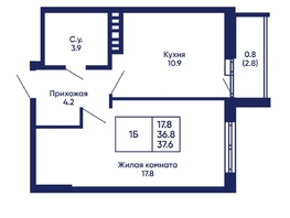 Продается 1-комнатная квартира ЖК Gorizont (Горизонт), дом 2, 37.6  м², 5750000 рублей