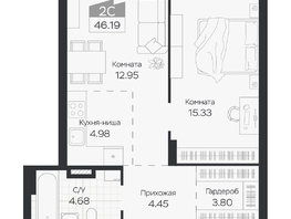 Продается 2-комнатная квартира ЖК Базилик, дом 3, 46.19  м&sup2;, 6989000 рублей