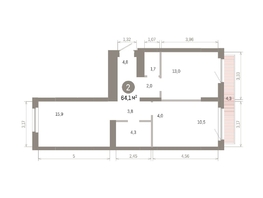 Продается 2-комнатная квартира ЖК Пшеница, 6.1, 64.08  м&sup2;, 9140000 рублей