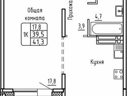 Продается 1-комнатная квартира ЖК Самоцветы, Бирюза дом 1, 41.3 м², 5635538 рублей