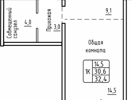 Продается 1-комнатная квартира ЖК Самоцветы, Бирюза дом 2, 32.4  м², 5070000 рублей