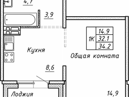 Продается 1-комнатная квартира ЖК Гренландия, Лес дом №5, 34.2  м², 4720000 рублей